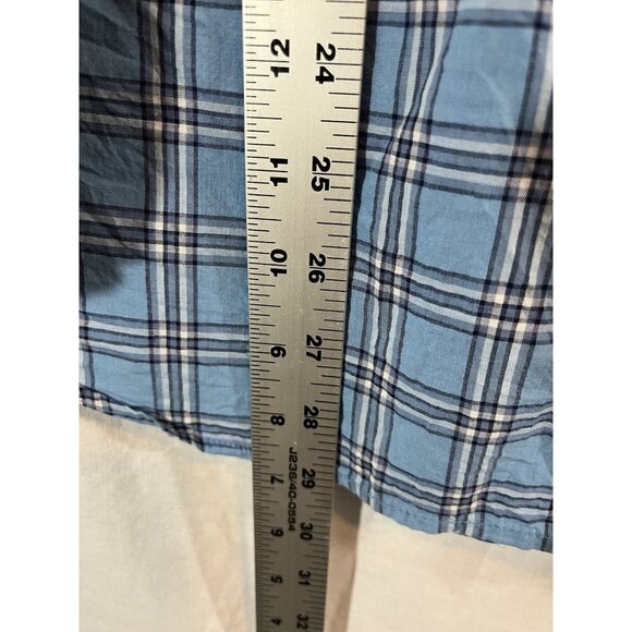 St John’s Bay Women’s 1X Blue Plaid Long Sleeve Button Up Cotton Blouse - Picture 7 of 8